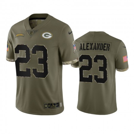 Camiseta Hombre NFL Green Bay Packers Jaire Alexander 23 Olive 2022 Salute To Service
